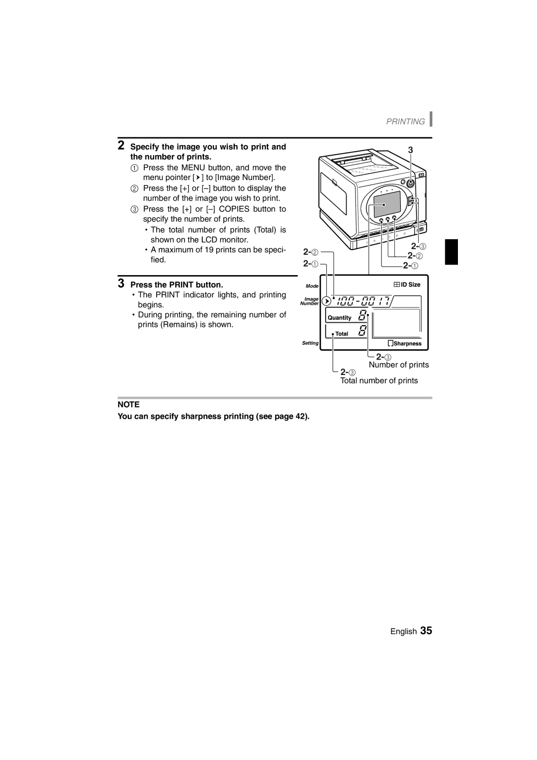 Sanyo DVP-P1U manual 12-1, You can specify sharpness printing see 