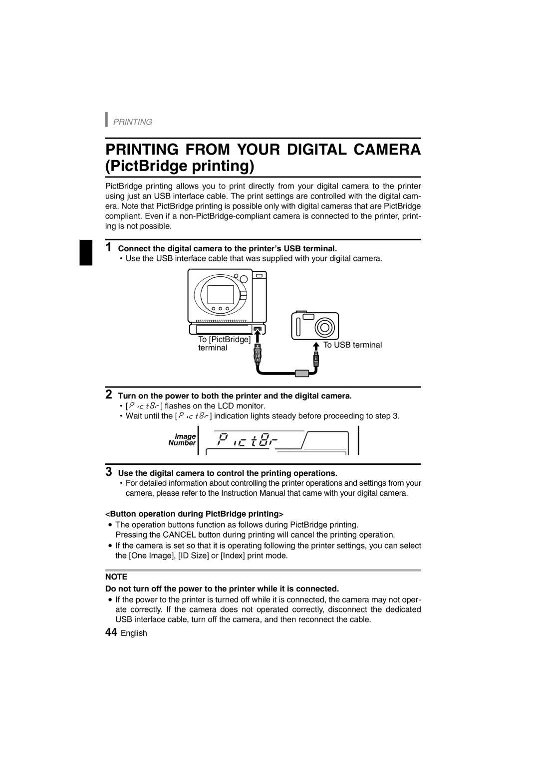 Sanyo DVP-P1U manual Printing from Your Digital Camera PictBridge printing 