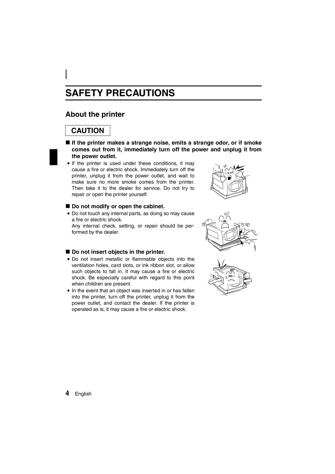 Sanyo DVP-P1U manual Safety Precautions, About the printer, KDo not modify or open the cabinet 