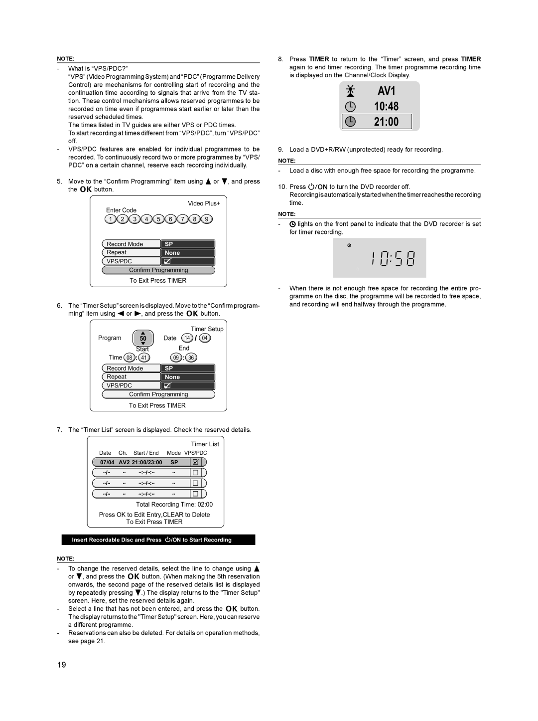 Sanyo DVR-HT120 instruction manual Program Date, End Time 08, Timer List 