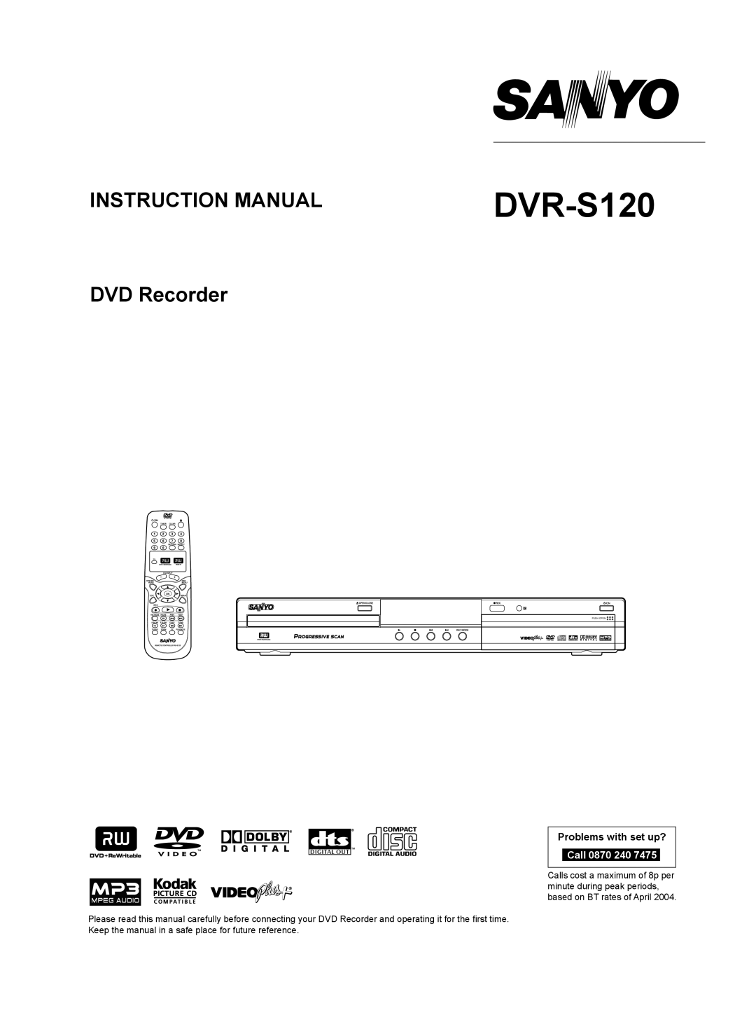 Sanyo DVR-S120 instruction manual 