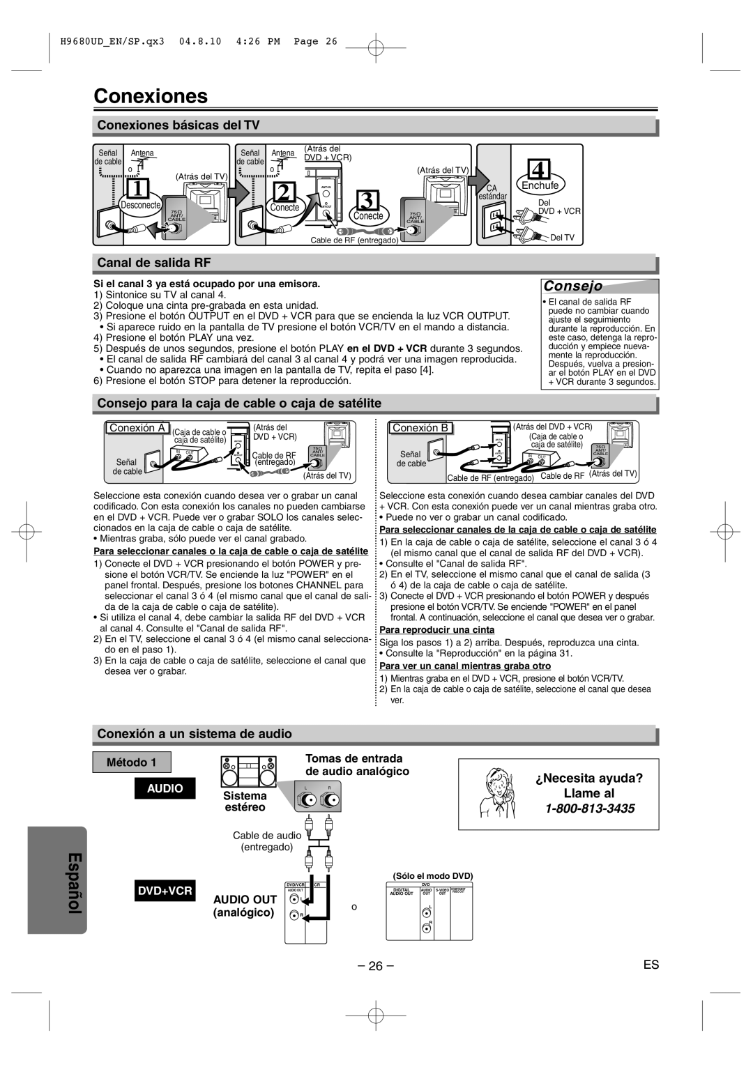 Sanyo DVW-7100a instruction manual Conexiones, Consejo 