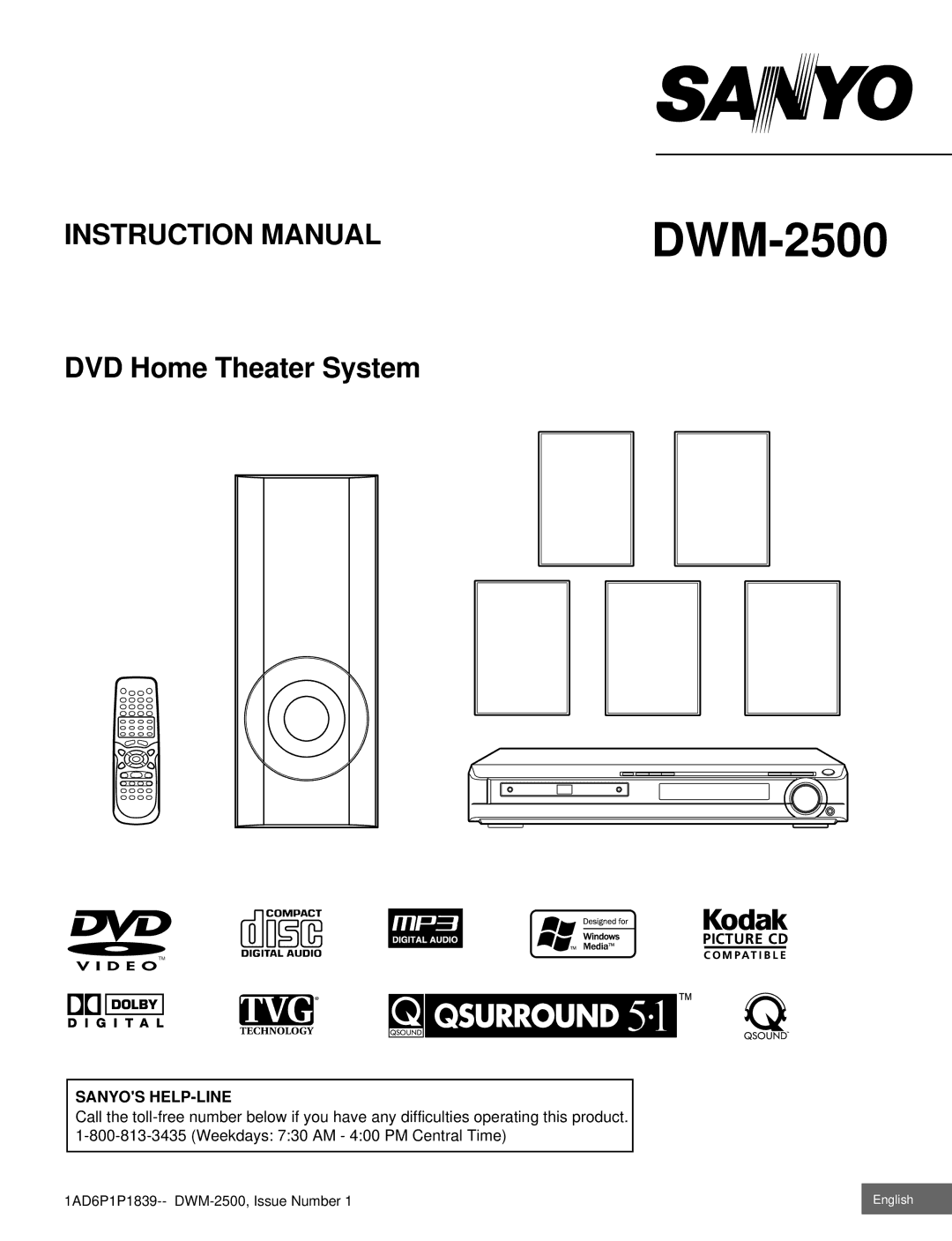 Sanyo DWM-2500 instruction manual Sanyos HELP-LINE 