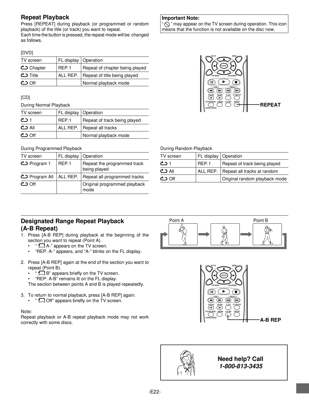 Sanyo DWM-2500 instruction manual Designated Range Repeat Playback 