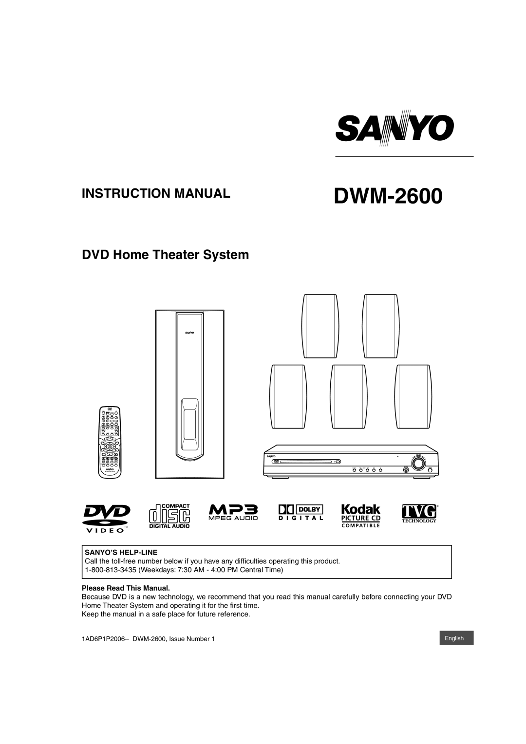 Sanyo DWM-2600 instruction manual Sanyo’S Help-Line, Please Read This Manual 