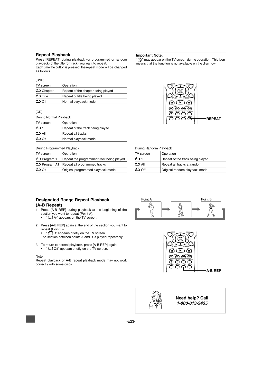 Sanyo DWM-2600 instruction manual Designated Range Repeat Playback A-B Repeat 