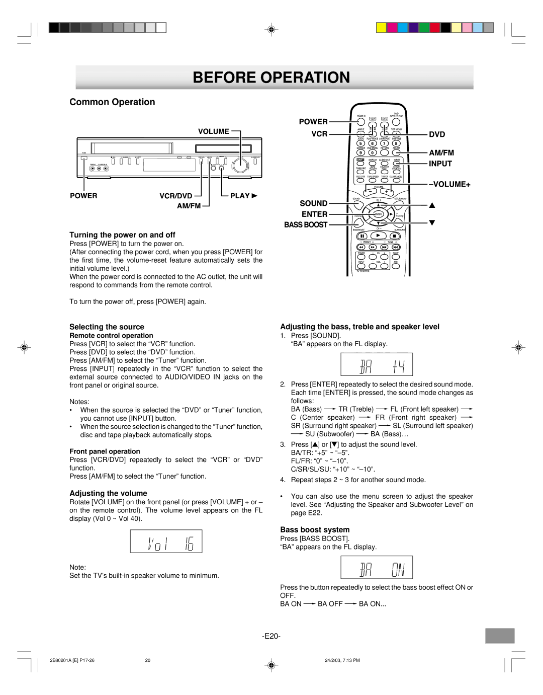 Sanyo DWM-3500 instruction manual Before Operation, Common Operation 