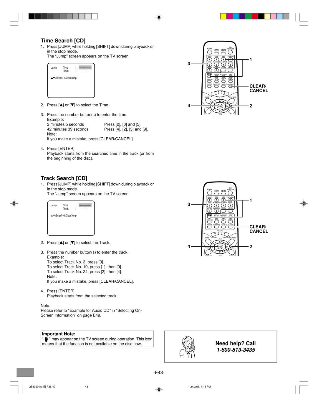 Sanyo DWM-3500 instruction manual Time Search CD, Track Search CD 