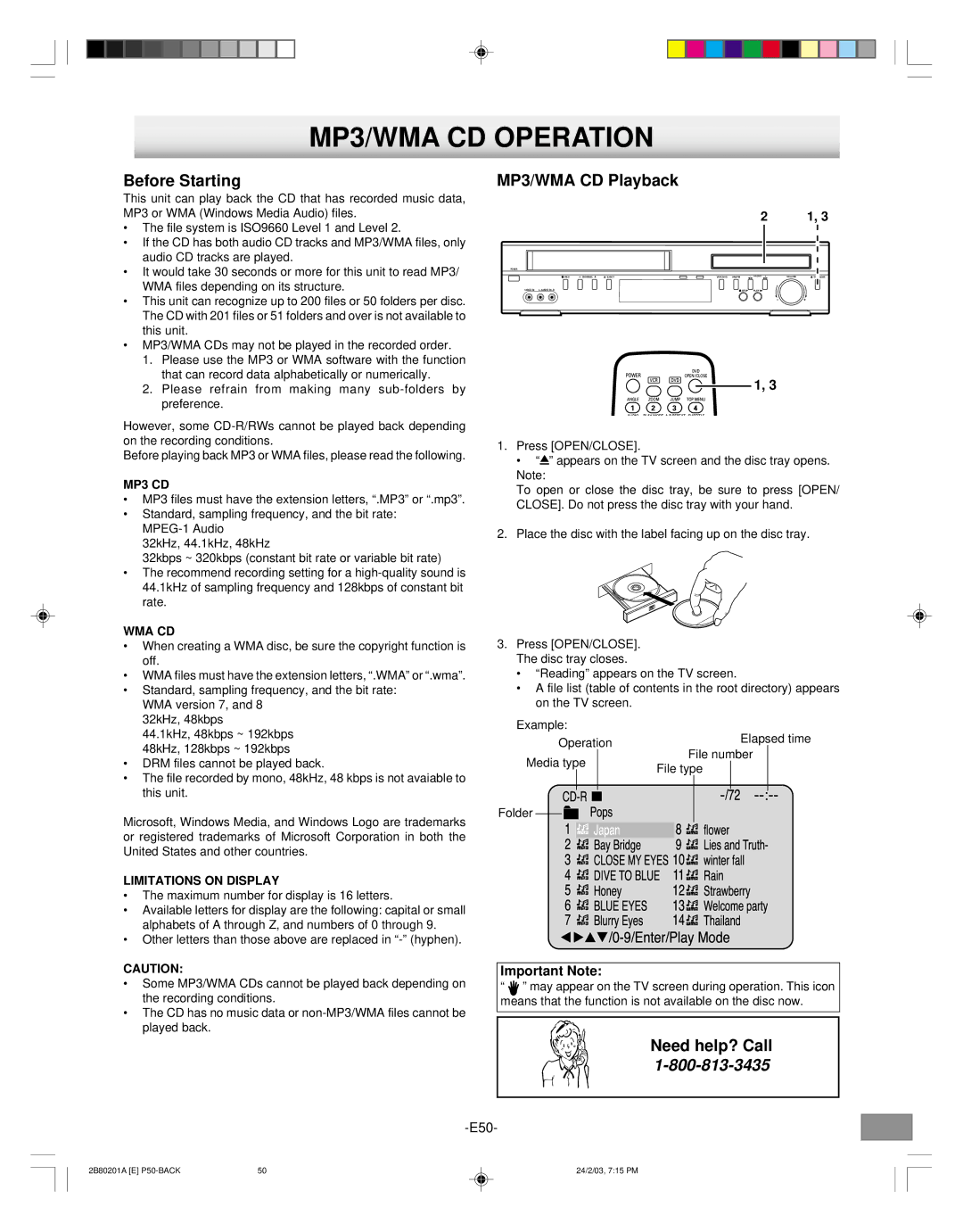 Sanyo DWM-3500 instruction manual MP3/WMA CD Operation, Before Starting, MP3/WMA CD Playback 