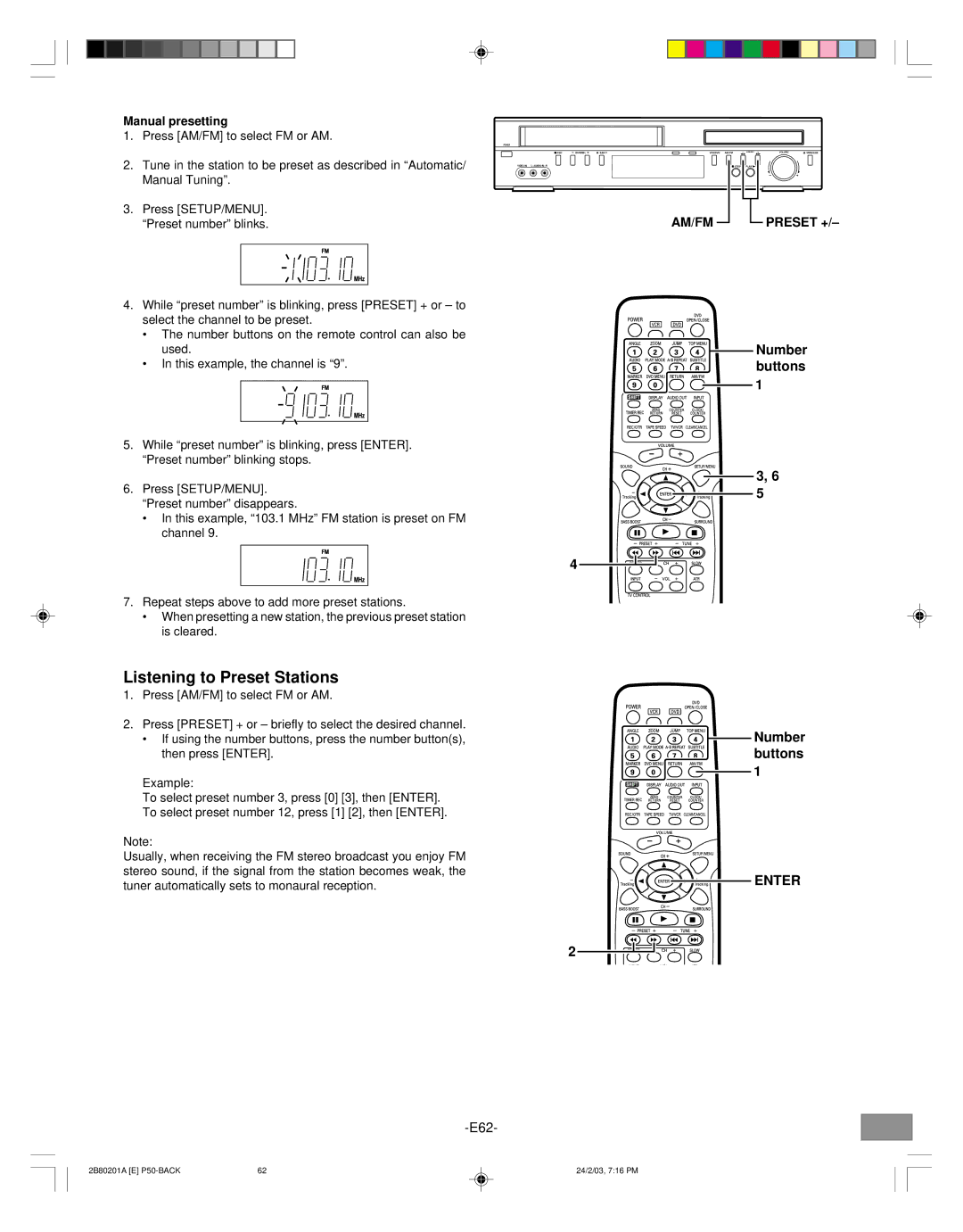 Sanyo DWM-3500 instruction manual Listening to Preset Stations, Am/Fm, Manual presetting, Preset + 