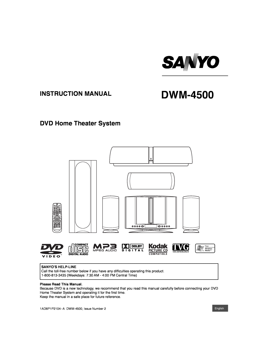 Sanyo DWM-4500 instruction manual DVD Home Theater System 
