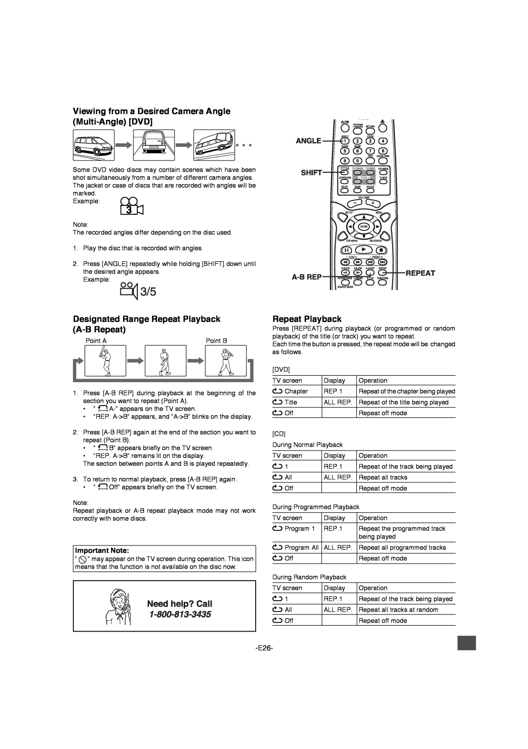 Sanyo DWM-4500 instruction manual Designated Range Repeat Playback A-BRepeat 
