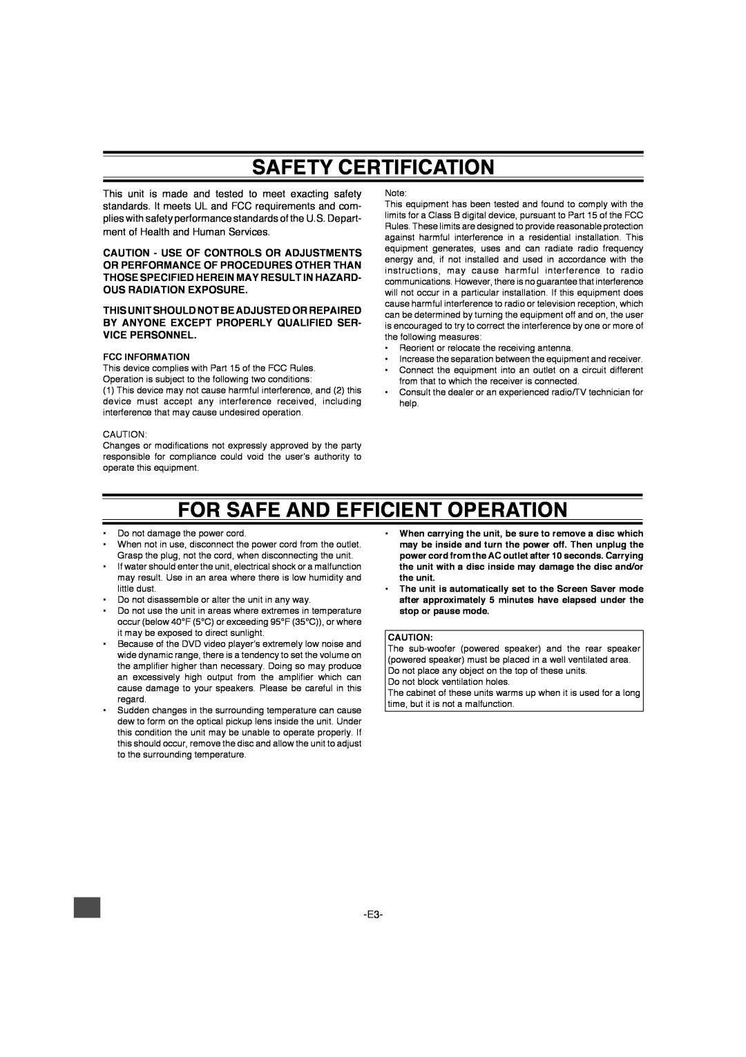 Sanyo DWM-4500 instruction manual Safety Certification, For Safe And Efficient Operation 