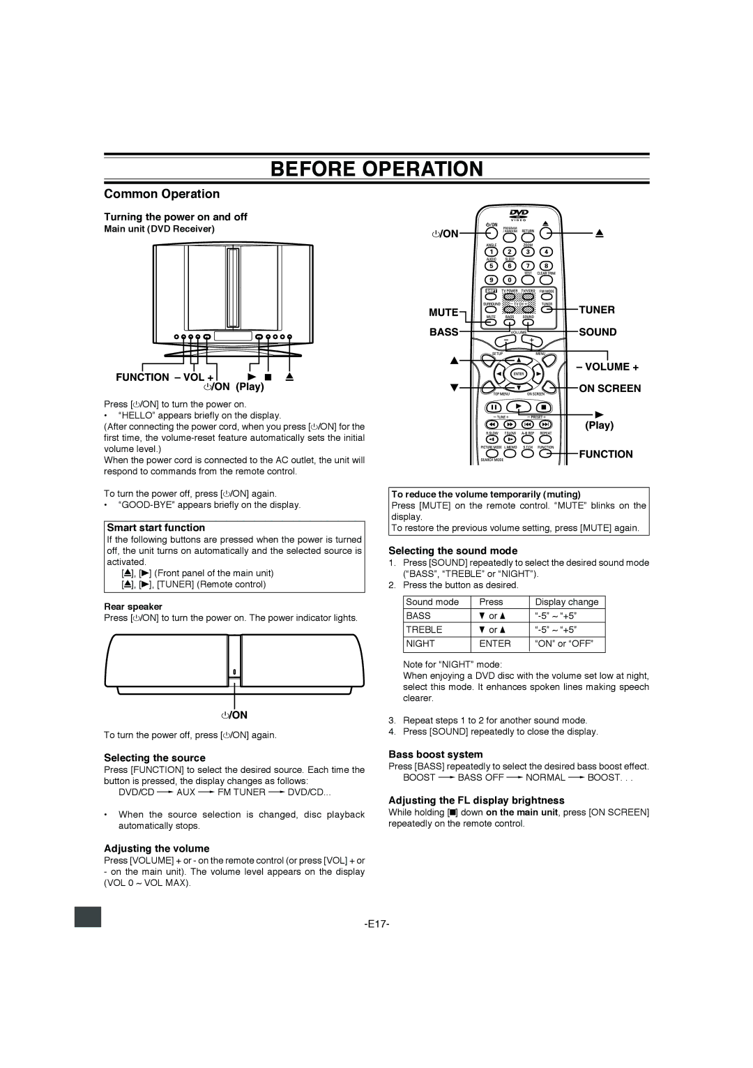 Sanyo DWM-4500 instruction manual Before Operation, Common Operation 