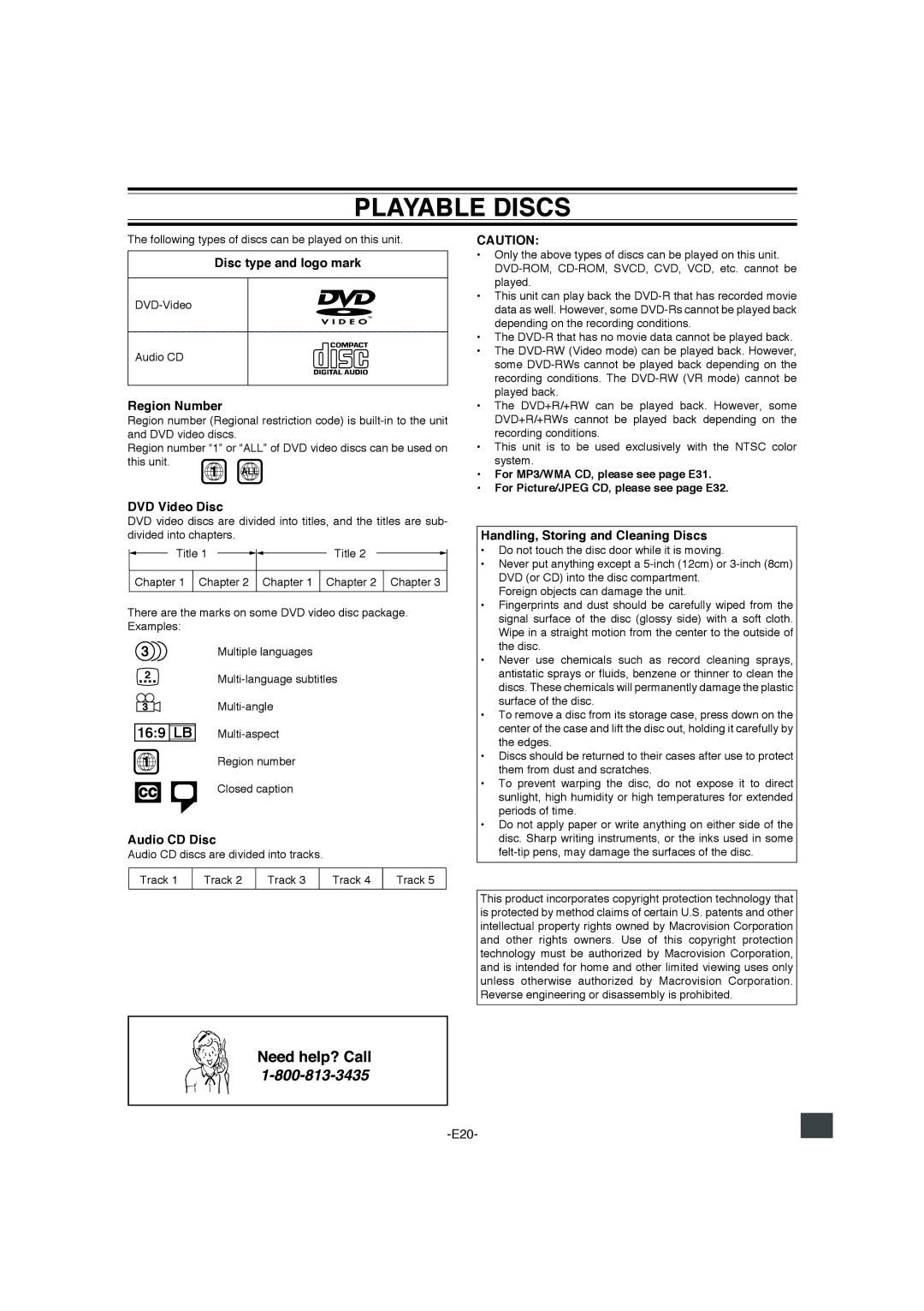 Sanyo DWM-4500 instruction manual Playable Discs 