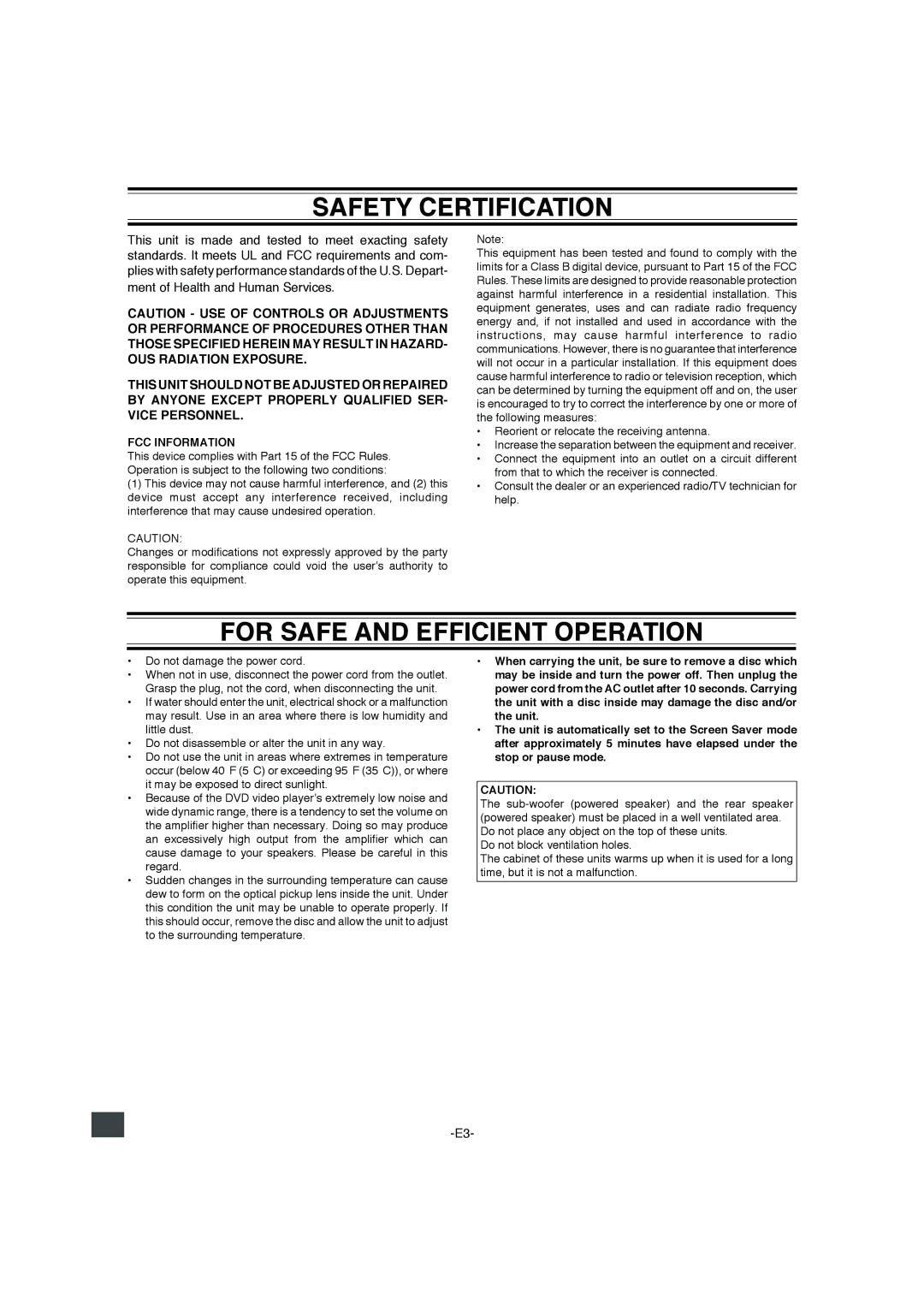 Sanyo DWM-4500 instruction manual Safety Certification, For Safe and Efficient Operation 