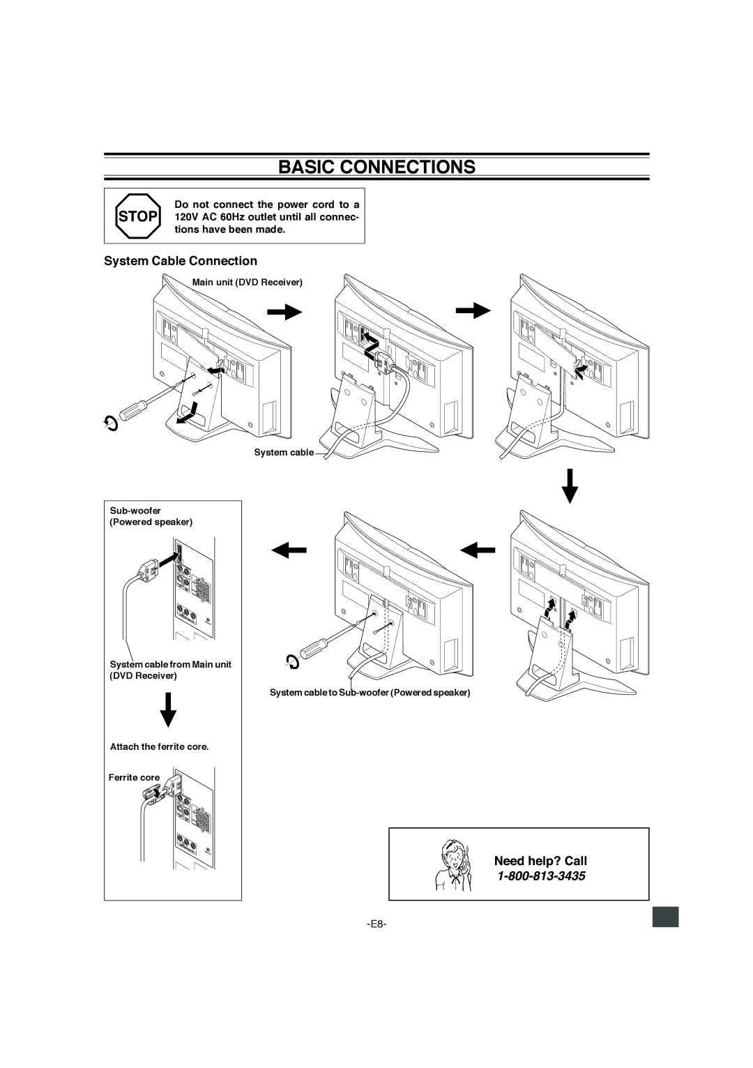 Sanyo DWM-4500 instruction manual Basic Connections, System Cable Connection 