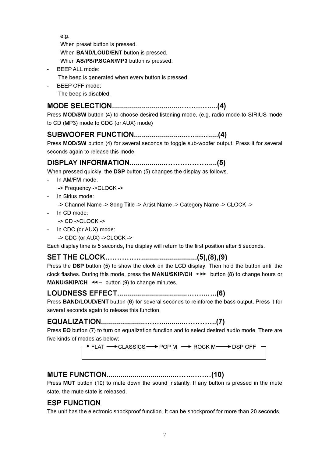 Sanyo ECD-T1560 manual ESP Function 