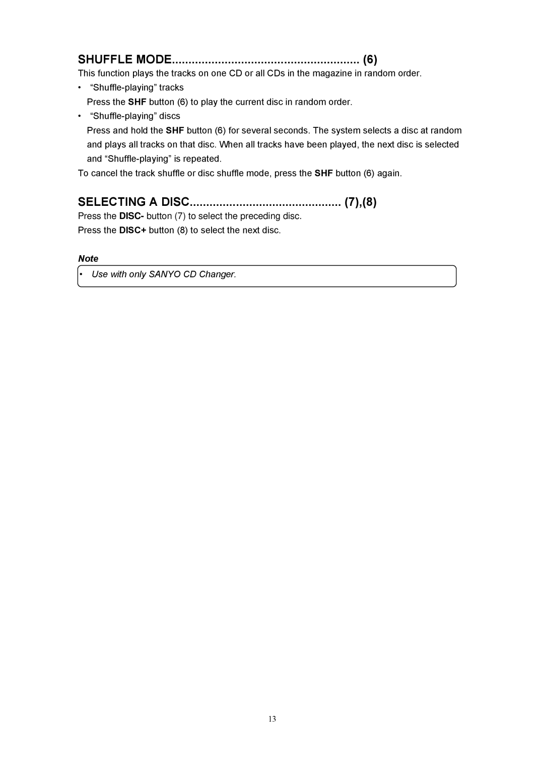 Sanyo ECD-T1560 manual Selecting a Disc 