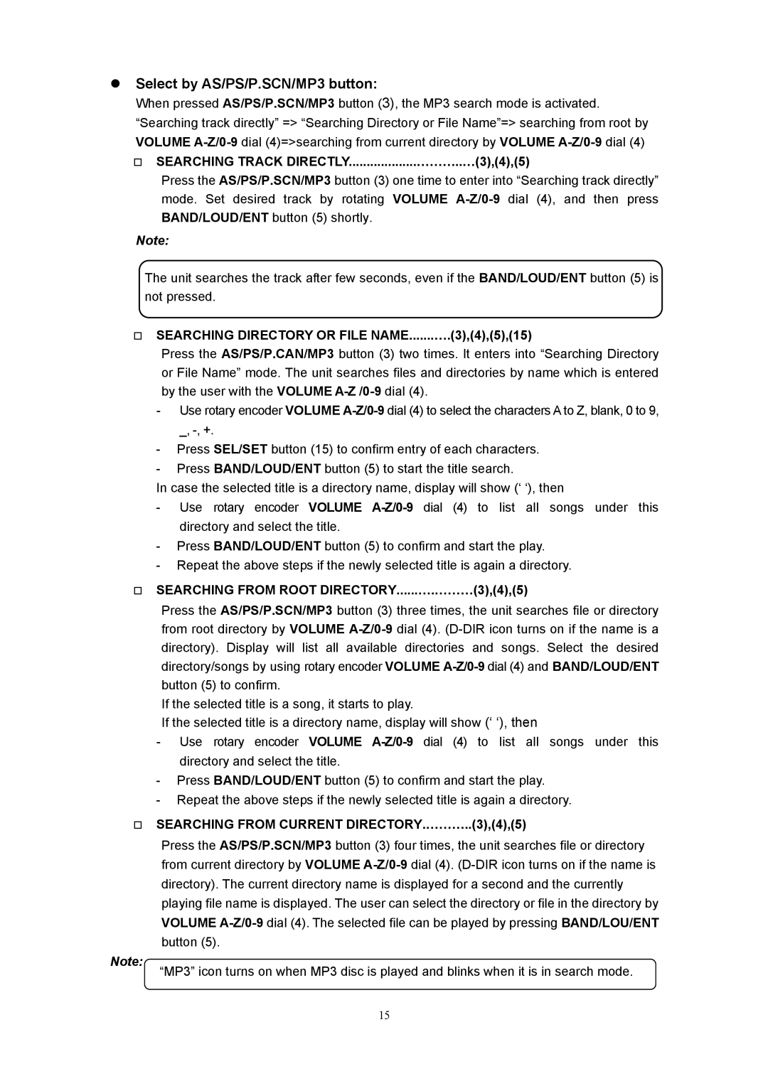 Sanyo ECD-T1560 manual Select by AS/PS/P.SCN/MP3 button, Searching Track DIRECTLY...................………..…3,4,5 