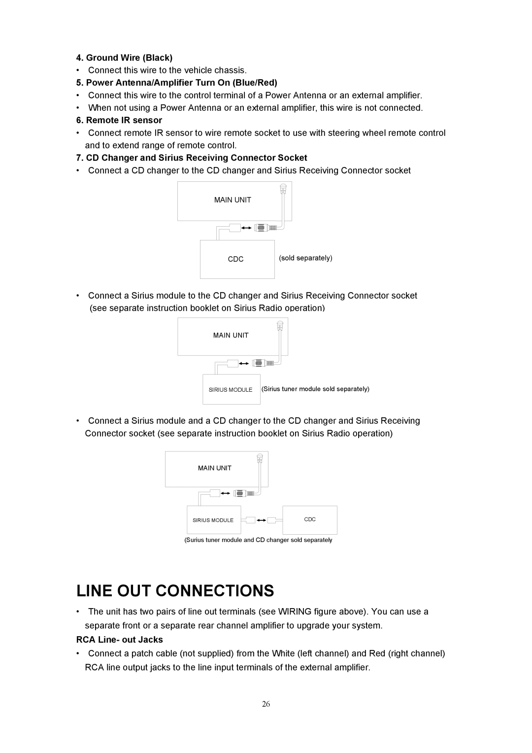 Sanyo ECD-T1560 manual Line OUT Connections 