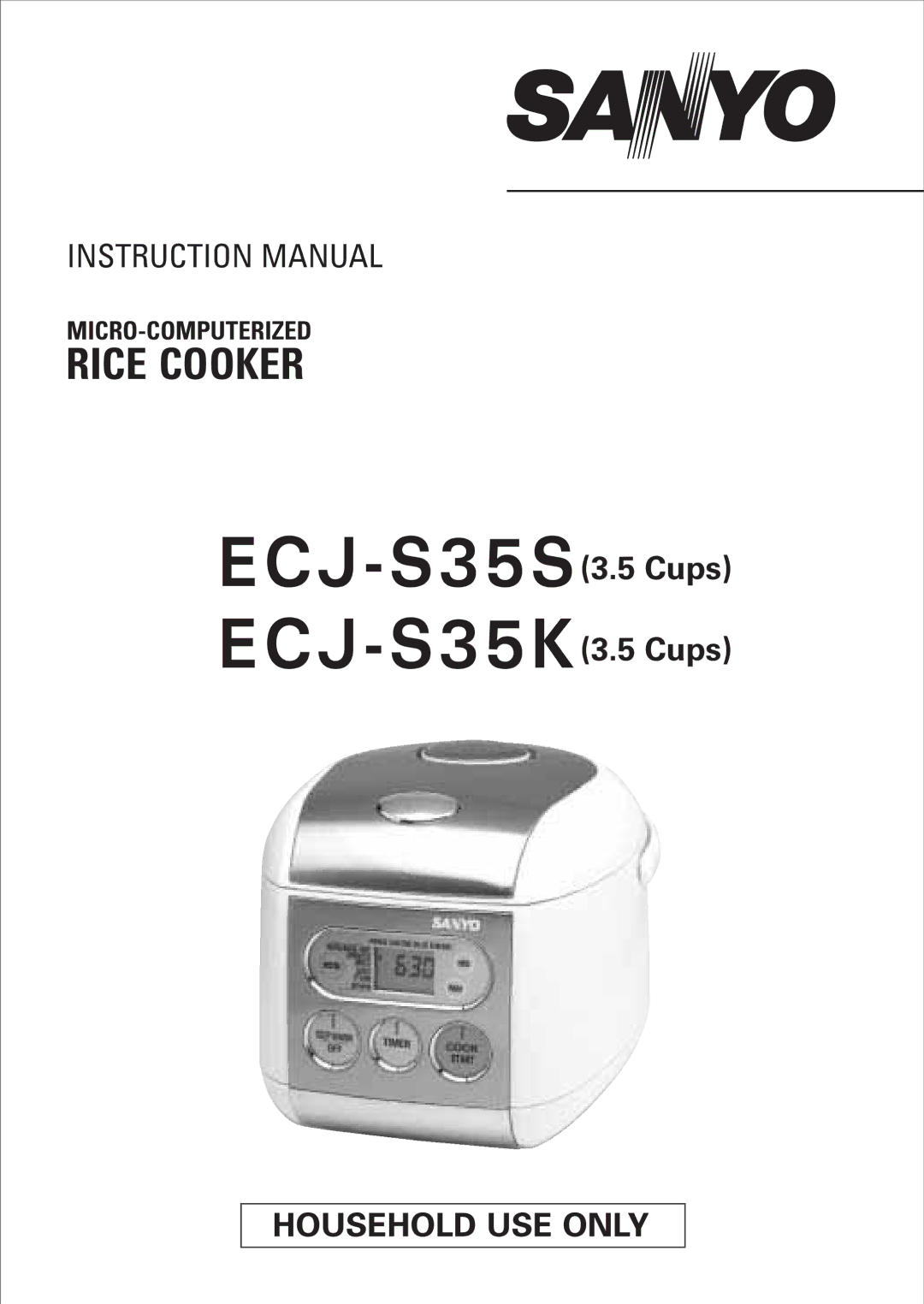 Sanyo ECJ-S35S, ECJ-S35K instruction manual Rice Cooker 