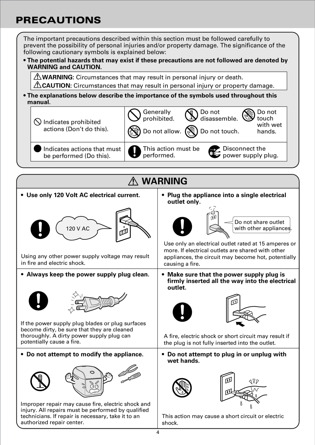 Sanyo ECJ-S35K, ECJ-S35S instruction manual Precautions 