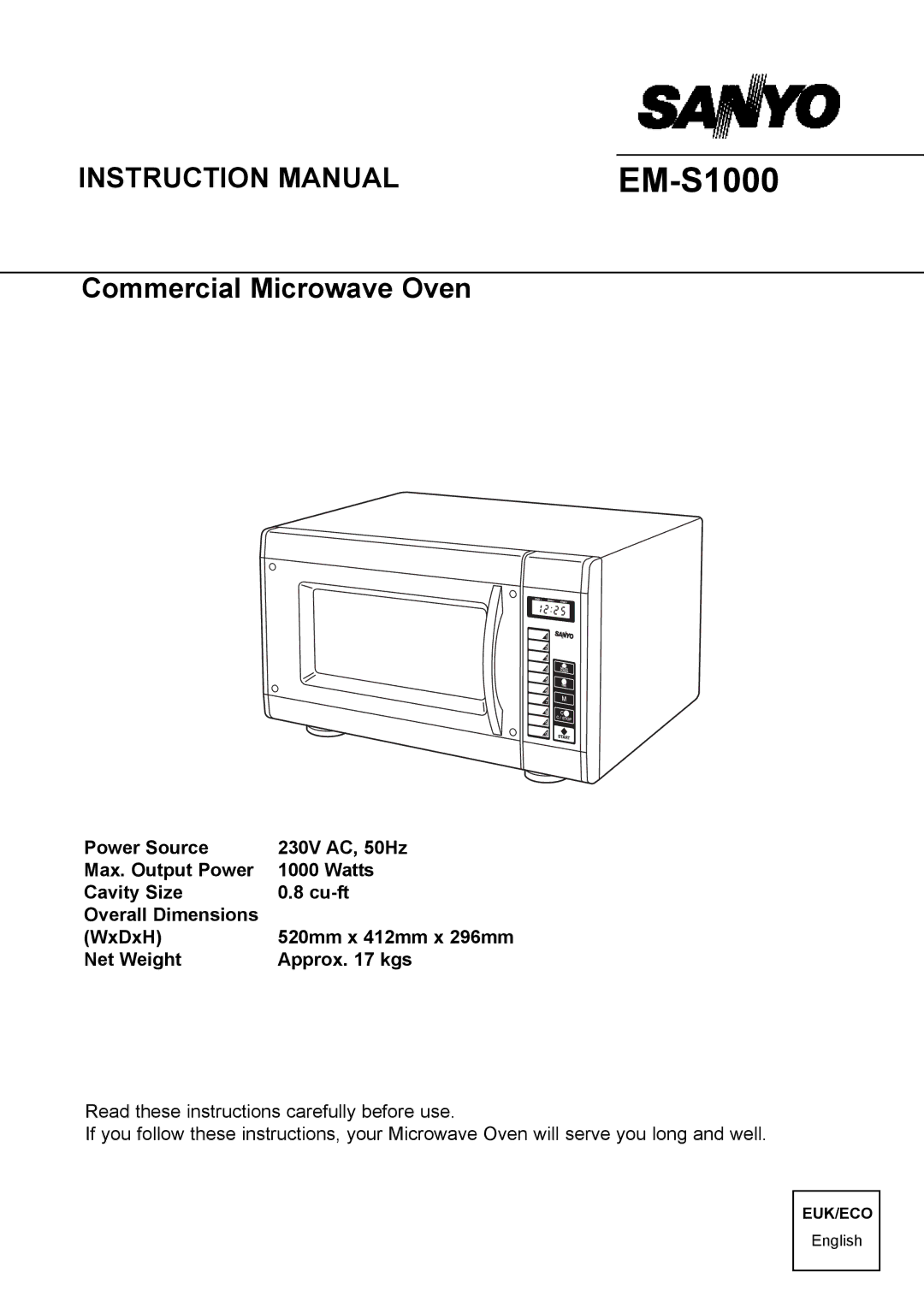 Sanyo EM-S1000 instruction manual 