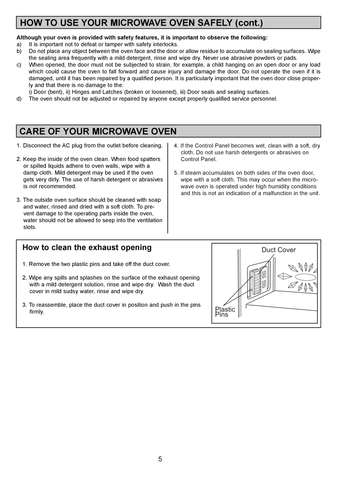 Sanyo EM-S1000 instruction manual Care of Your Microwave Oven 