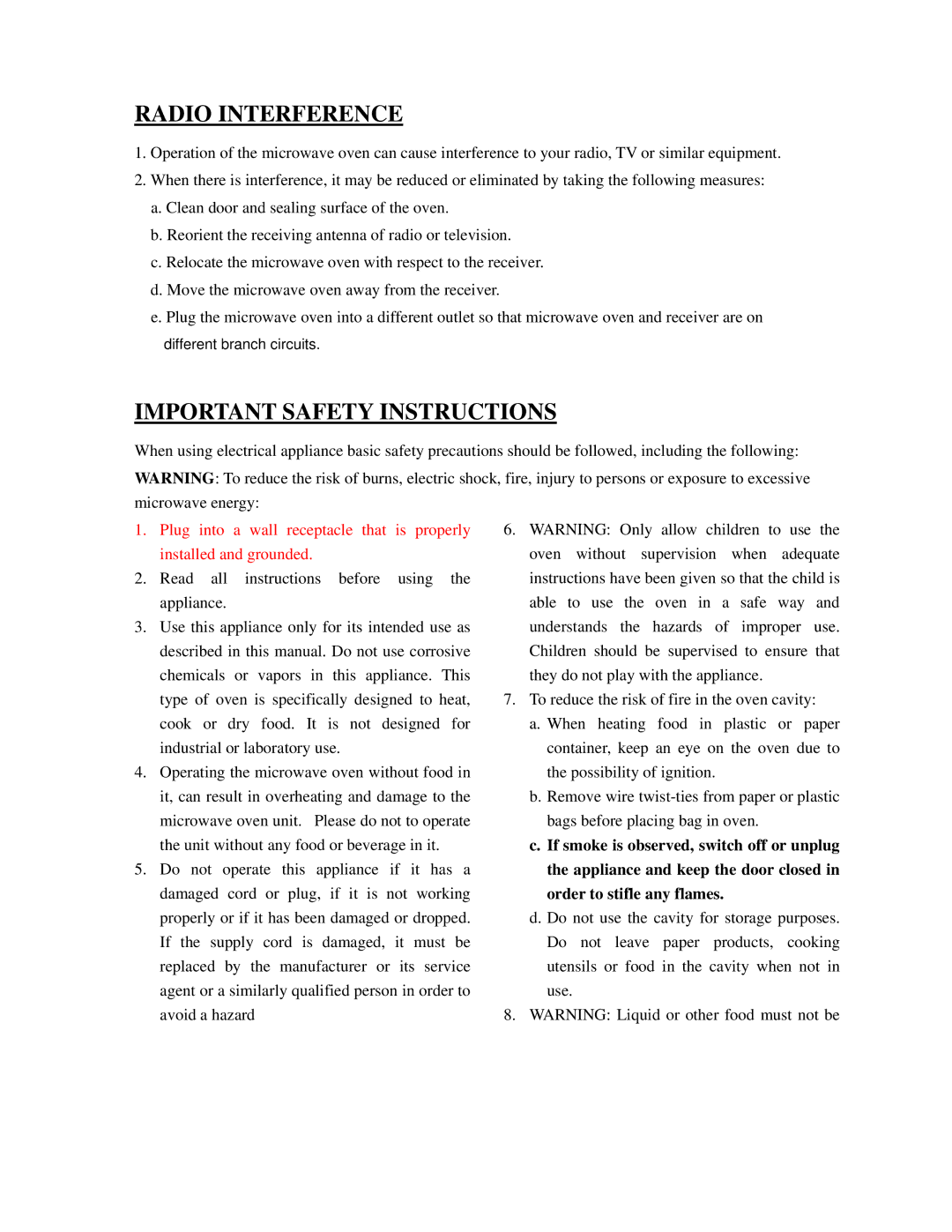 Sanyo EM-S3579V instruction manual Radio Interference, Important Safety Instructions 