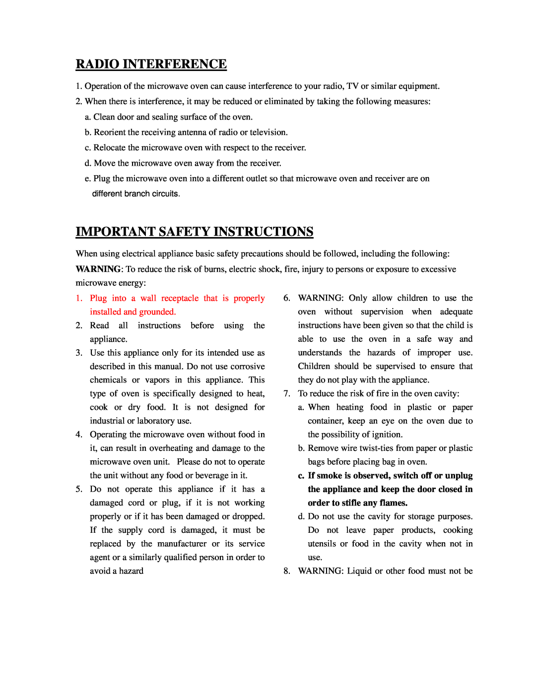 Sanyo EM-S3579V instruction manual Radio Interference, Important Safety Instructions 