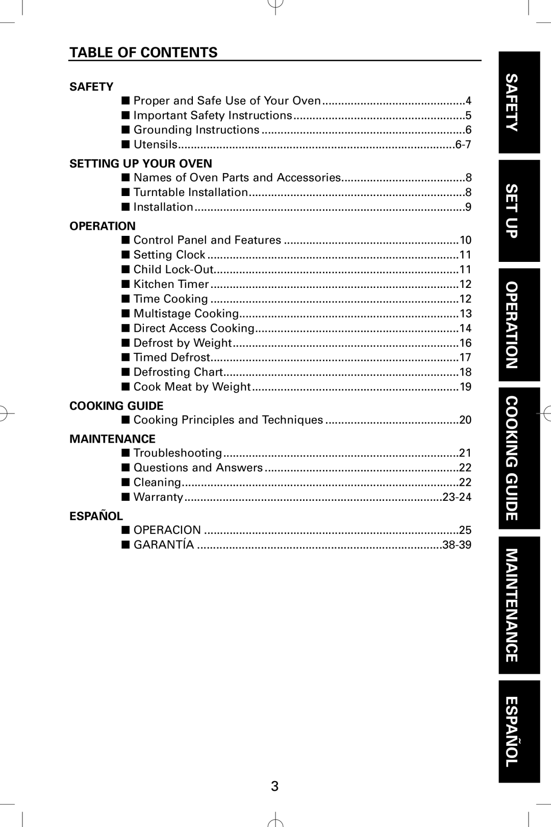 Sanyo EM-S5002W instruction manual Table of Contents 