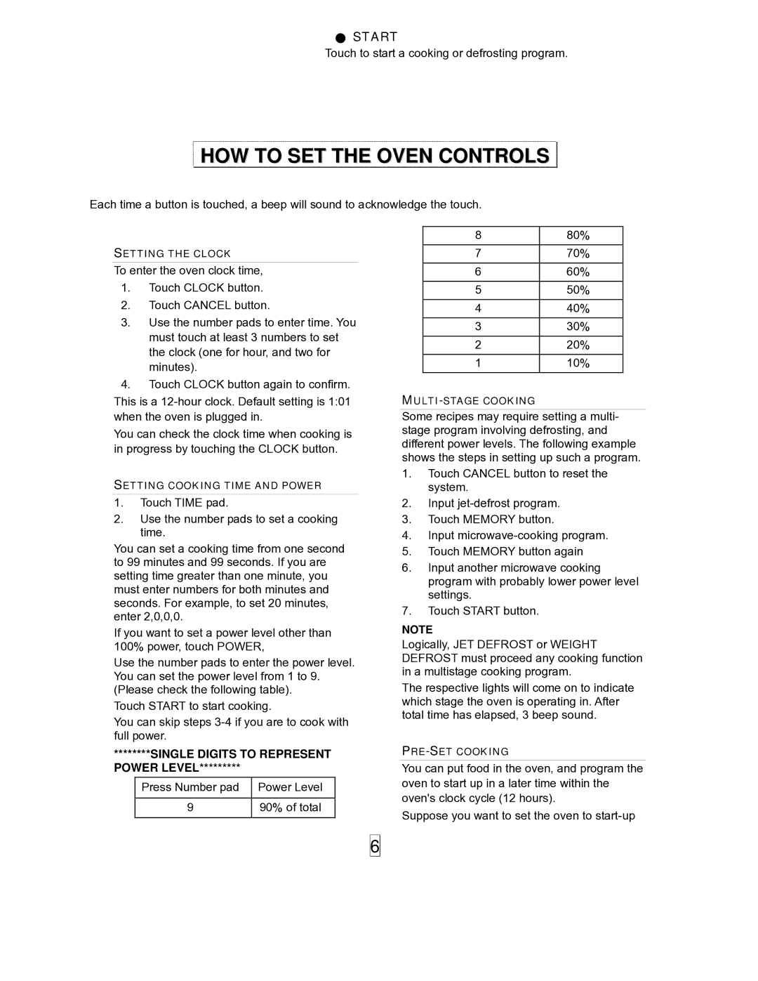 Sanyo EM-S5597B instruction manual HOW to SET the Oven Controls, Single Digits to Represent Power Level 