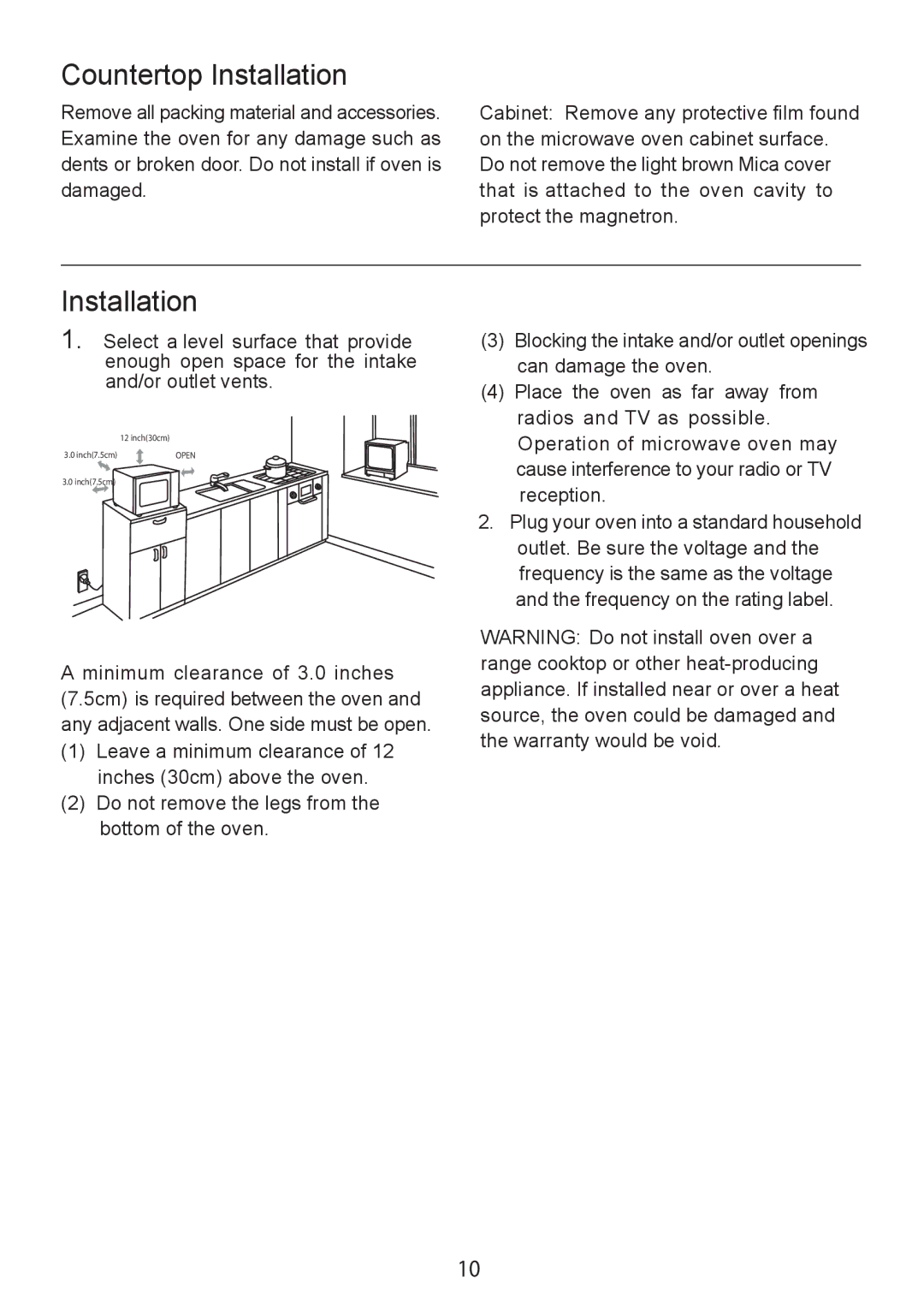 Sanyo EM-S7560W manual Countertop Installation 