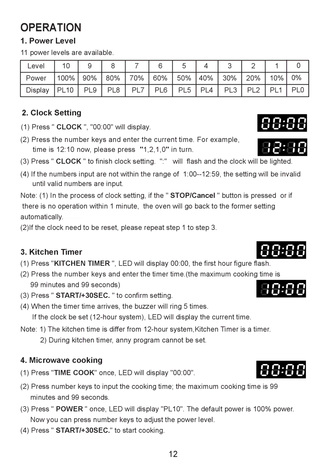 Sanyo EM-S7560W manual Power Level 