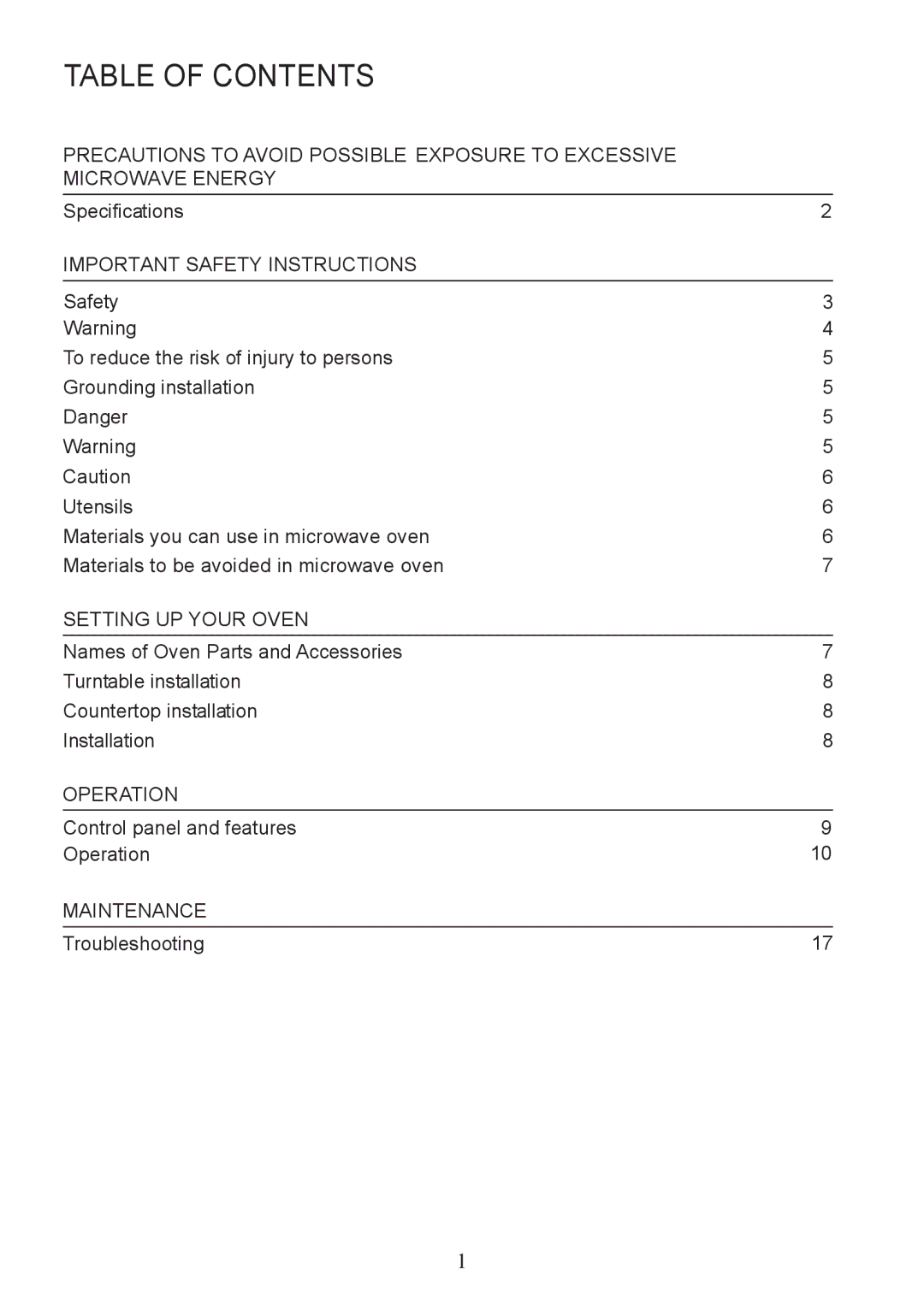 Sanyo EM-S8586V instruction manual Table of Contents 