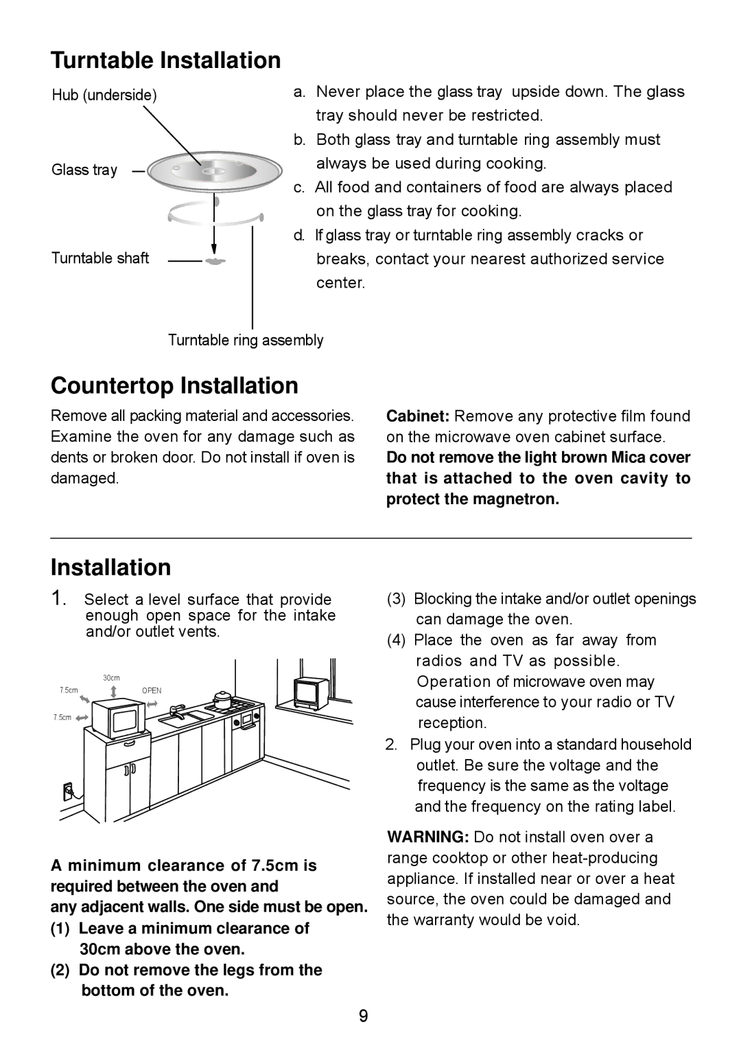 Sanyo EM-S8588V instruction manual Turntable Installation 