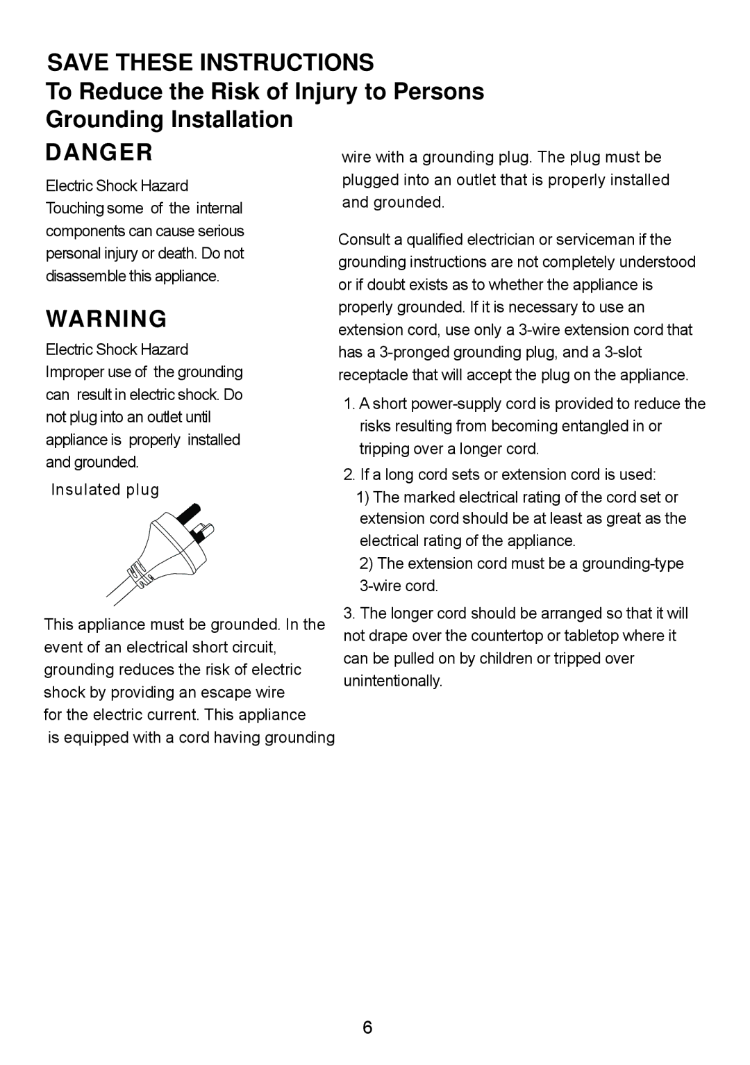 Sanyo EM-S8588V instruction manual Is equipped with a cord having grounding 