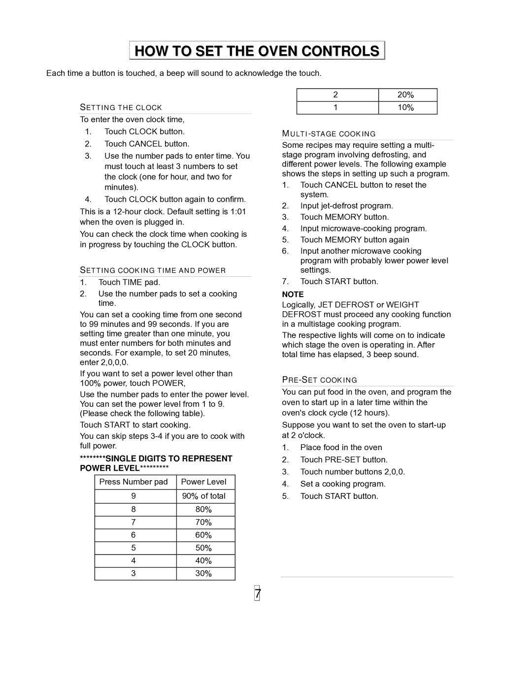 Sanyo EM-S8597V owner manual HOW to SET the Oven Controls, Single Digits to Represent Power Level 