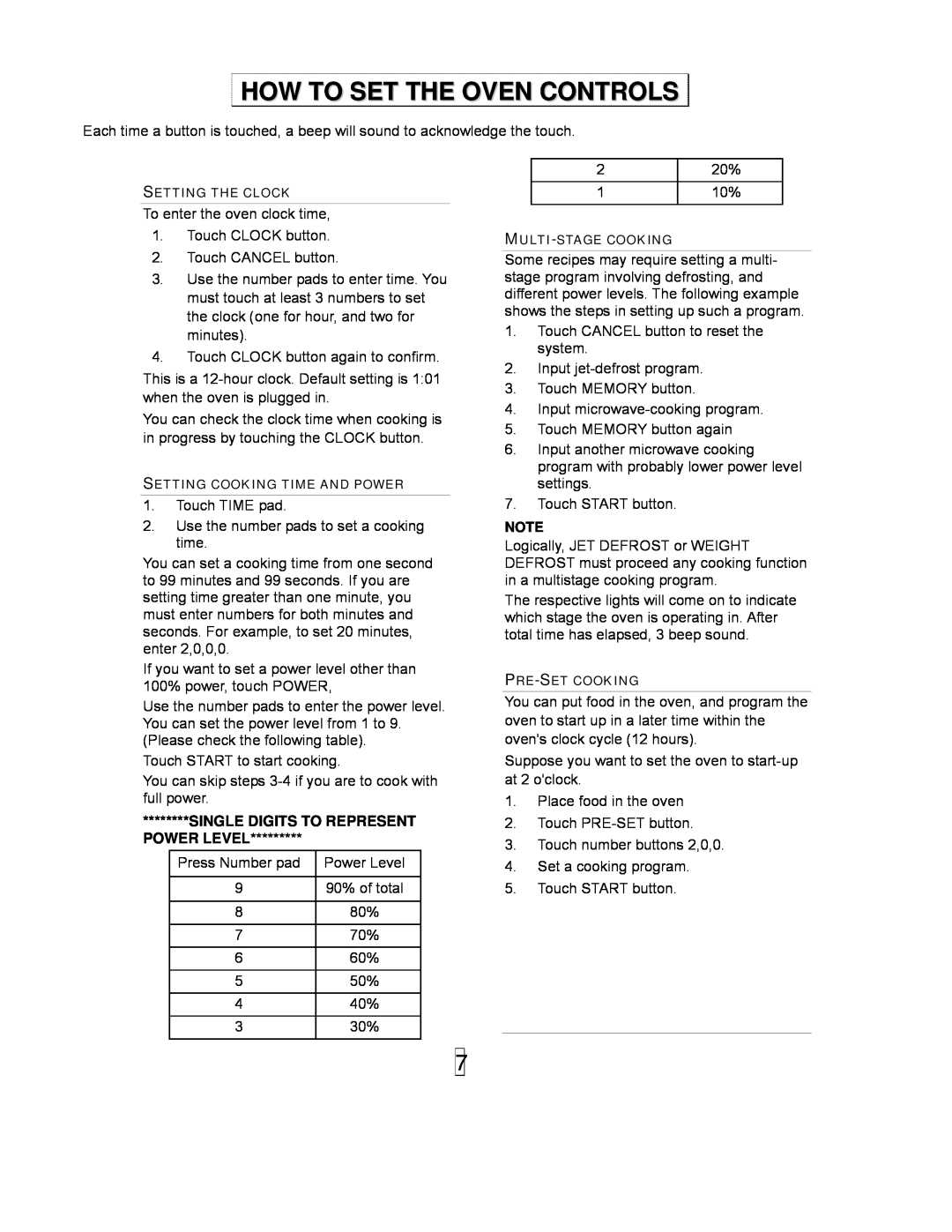 Sanyo EM-S8597V owner manual How To Set The Oven Controls, Single Digits To Represent Power Level 