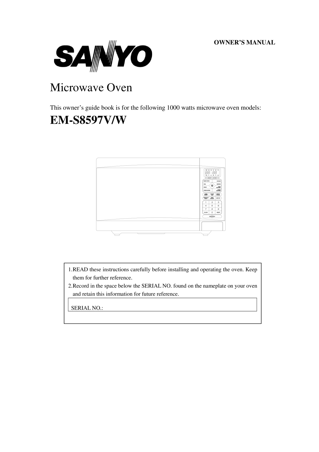 Sanyo EM-S8597W owner manual EM-S8597V/W 