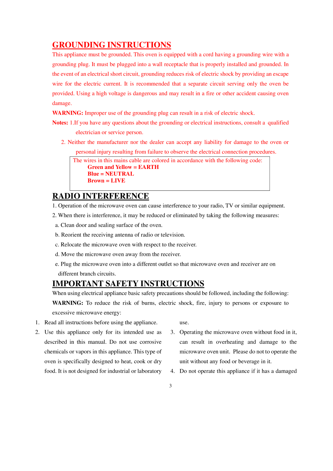 Sanyo EM-S8597W owner manual Radio Interference, Important Safety Instructions 