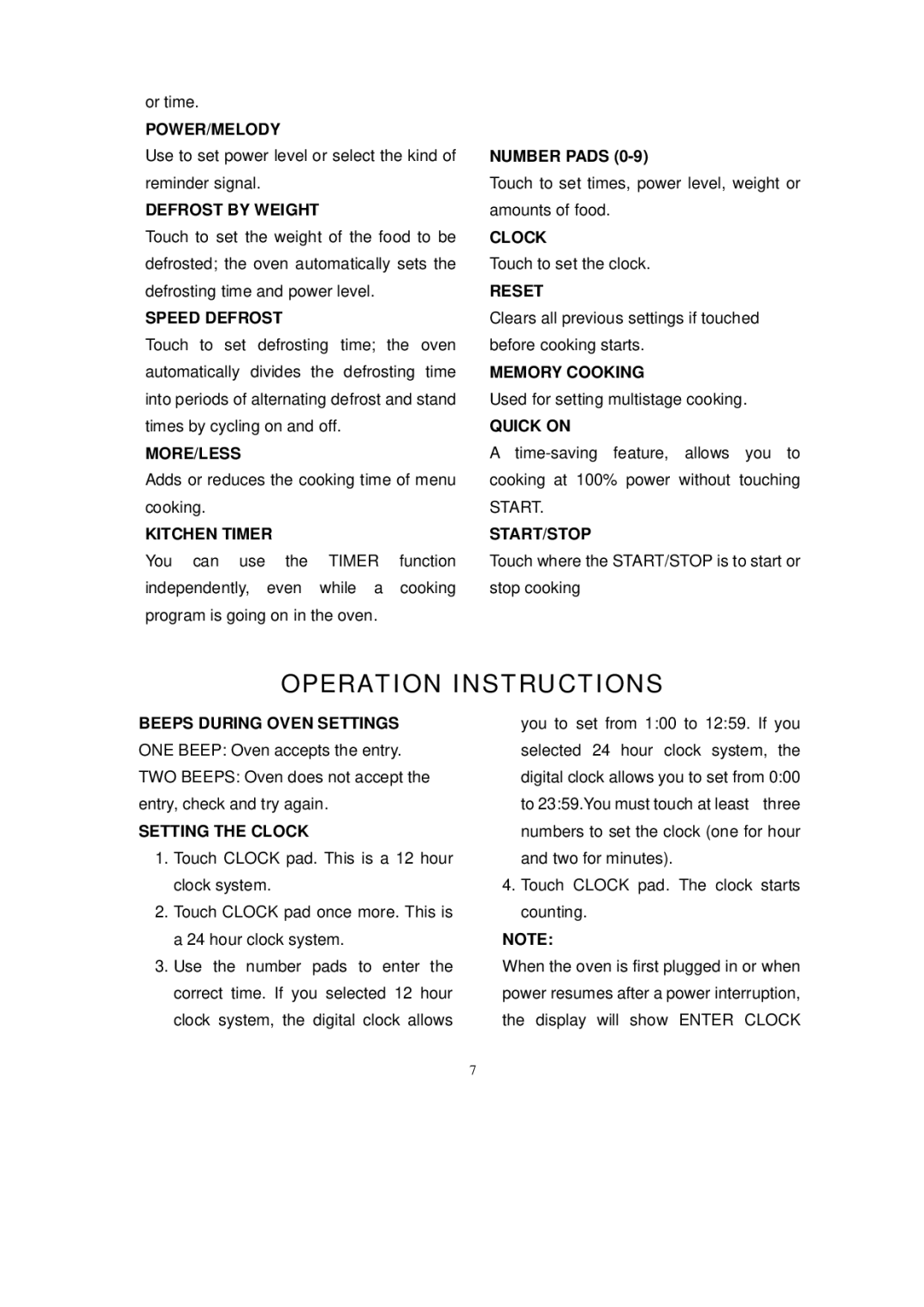 Sanyo EM-S8597W owner manual Operation Instructions 