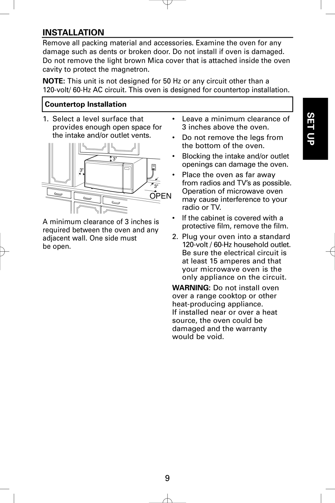 Sanyo EM-S9515W instruction manual Countertop Installation 