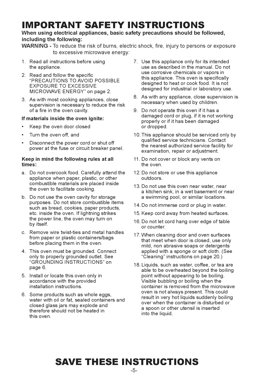 Sanyo EMS-8600S instruction manual If materials inside the oven ignite, Keep in mind the following rules at all times 