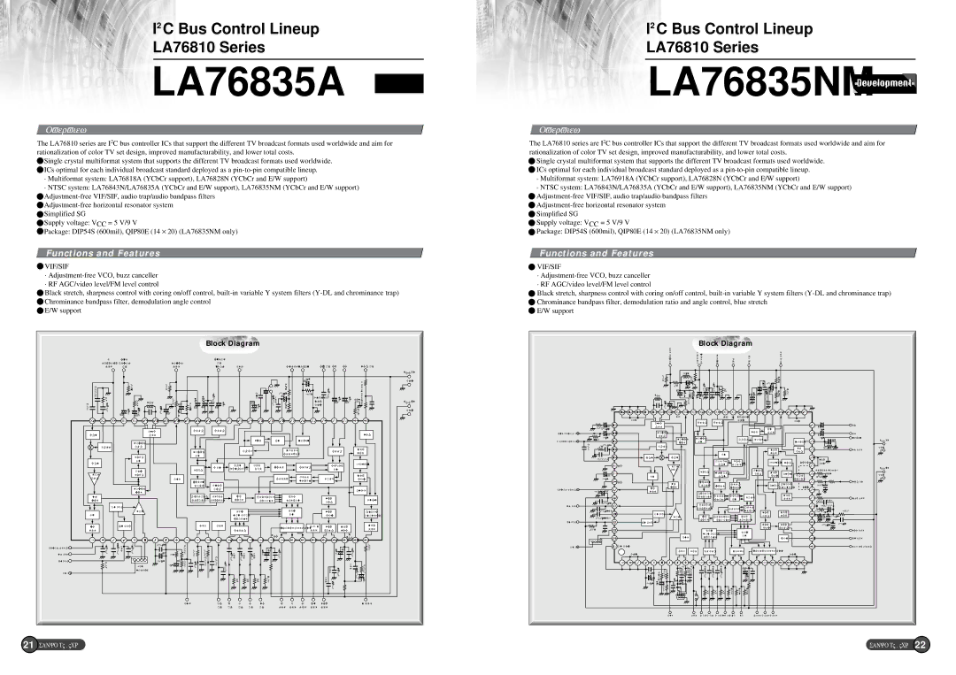 Sanyo EP58B specifications LA76835A, LA76835NM 