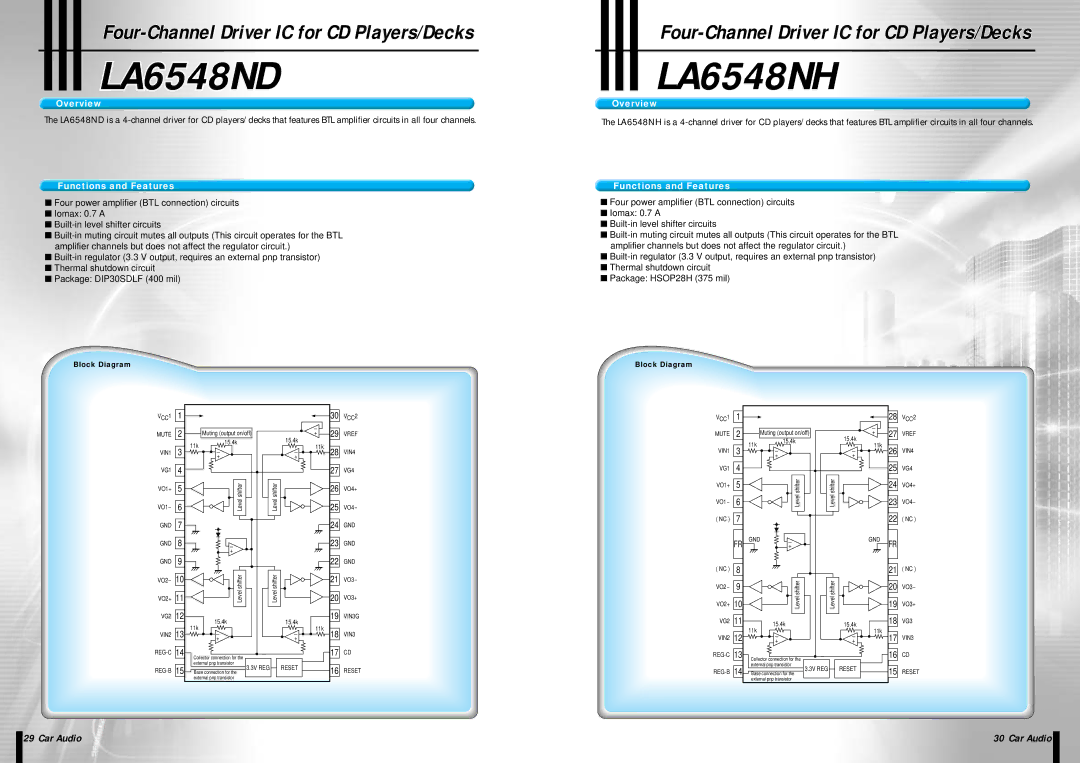 Sanyo EP93F manual LA6548ND, LA6548NHNH 