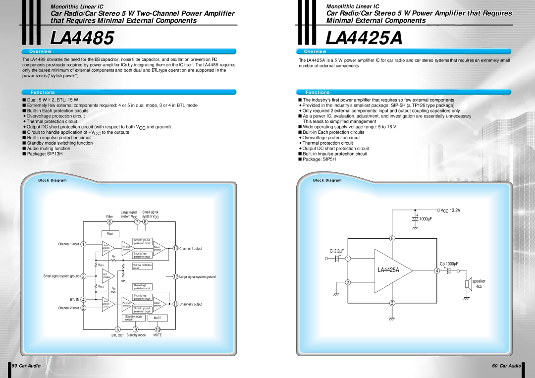 Sanyo EP93F manual LA4485, LA4425AC 5A 