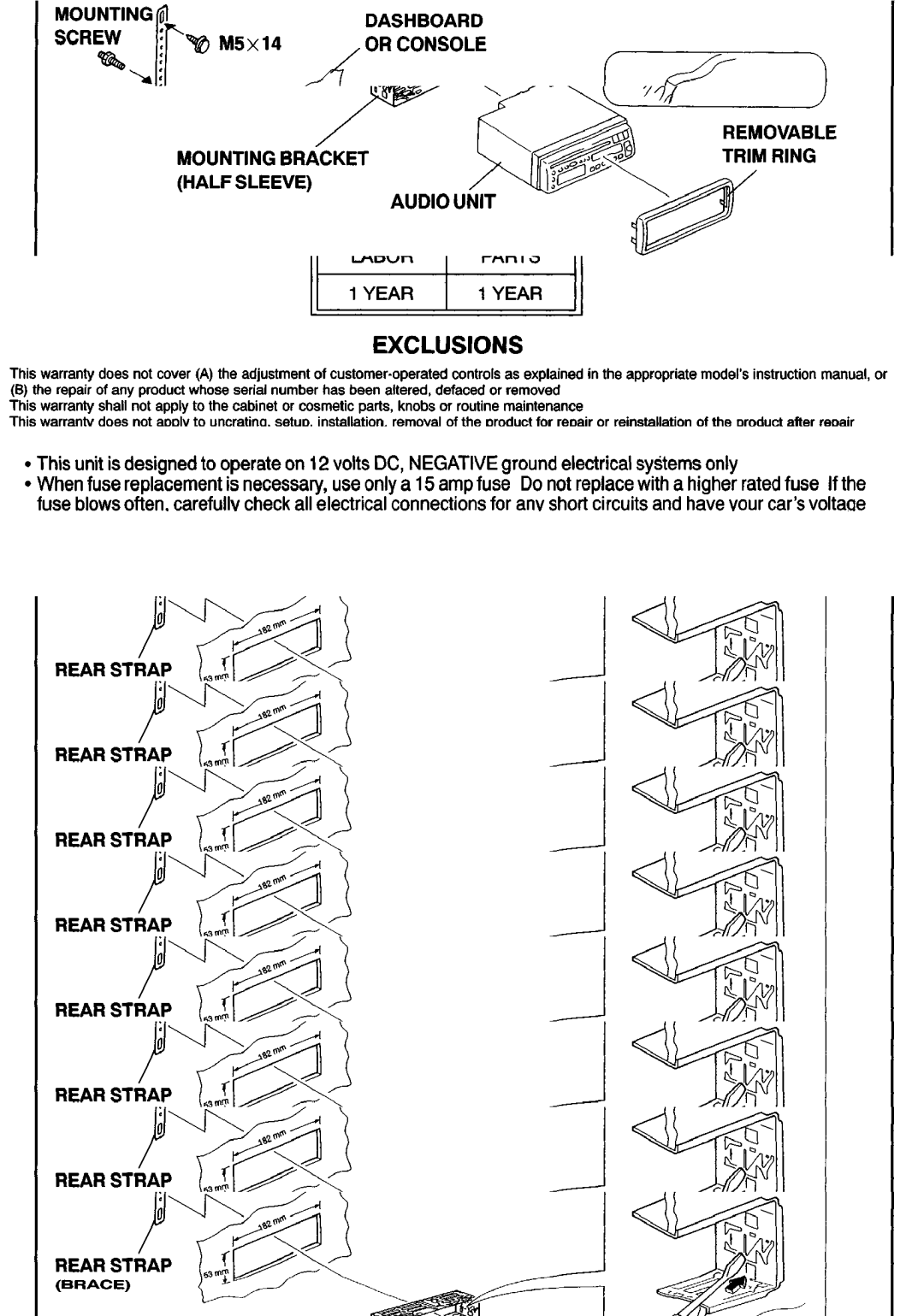 Sanyo FXCD-500 manual Installation to TOYOTA/NISSAN Vehicles, Only USE M8 x 6 Screw 