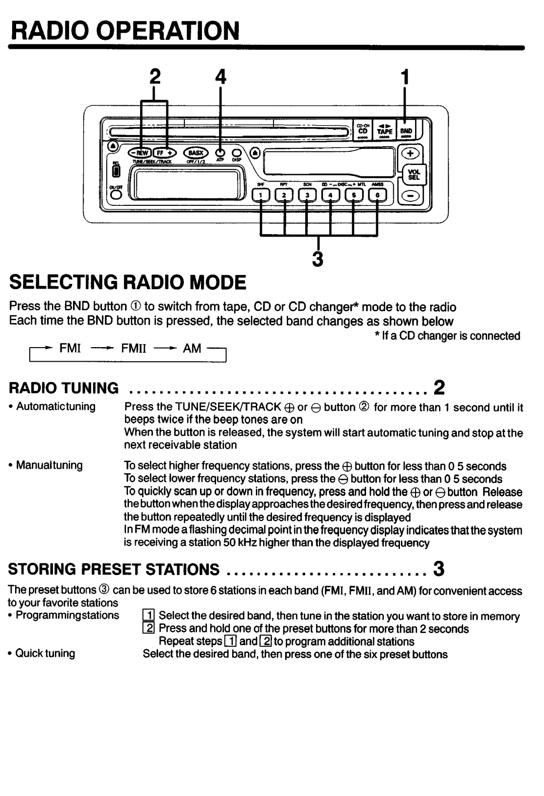 Sanyo FXCD-500 manual Radio Operation, Selecting Radio Mode 